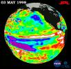 TOPEX/El Niño Watch - El Niño is Still Lingering in the Pacific May 3, 1998