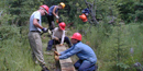 A volunteer trail crew working on the Kab Ash Trail in Voyageurs National Park