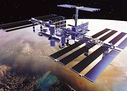 The International Space Station will function as an observatory, laboratory, and workshop. Astronauts and cosmonauts will live and work in cylindrical modules, and solar panels will furnish electric power.