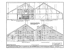 Swett-Ilsley House, drawing, 2 sections, north elevation, south elevation