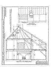 Phineas Upham House, drawing, attic plan, roof framing