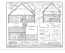 Waite-Potter House, drawing, section B, Section A, north elevation