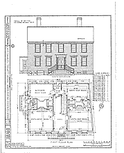Capt. Samuel Trevett House, drawing, south elevation and 1st floor plan