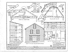 Waters House and Bakery, drawing, truss, north elevation of wing