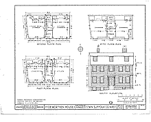 Hyde-Worthen House, drawing, 3 floor plans, south elevation