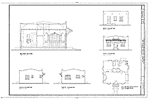 Heilman Villas, Bungalow, 718 Orange Avenue, building section, floor plan, and elevations