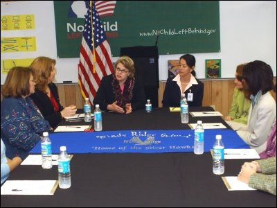 Secretary Spellings participates in a roundtable discussion at Windy Ridge Elementary School in Orlando, Florida.