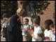 Secretary Spellings is greeted by the students of Waterson-Lake Elementary School.