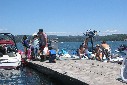 interactive image:  photo - loading boars at marina, New Melones; click for larger photo