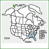 Distribution of Quercus austrina Small. . 