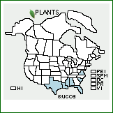 Distribution of Quercus ×comptoniae Sarg. [lyrata × virginiana]. . 