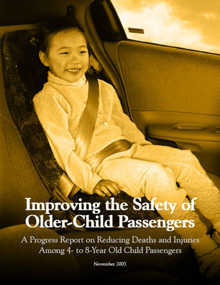 cover graphic shows child correctly installed in booster seat