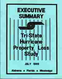 [graphic of cover of report-Executive Summary Tri State Hurricane Property Loss Study Alabama, Florida, and Mississippi]