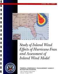 [graphic of cover of report-Study of Inland Wind Effects of Hurricane Fran and Assessment on Inland Wind Model]