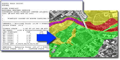 example of flood gage text converted to a map product