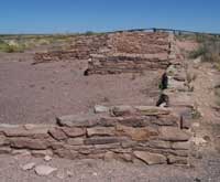 partially reconstructed pueblo walls