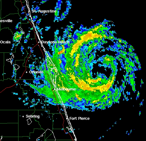 Radar image showing Ophelia offshore Brevard County.