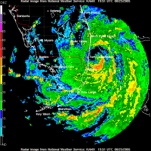 Radar image showing Jeanne making landfall