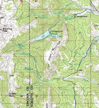 Topographic pap displaying the area around Middle Piney Lake.