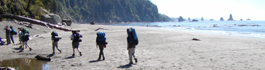 Group of Backpackers on Wilderness Coast