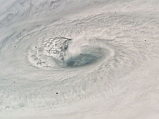 The large swirling eye of Hurricane Dean
