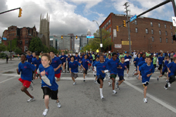 Youths marathon program participants running