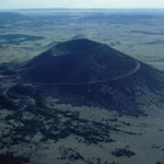 color photo of aerial view of volcano