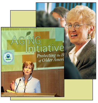 Pictures of Christine Todd Whitman and older woman.