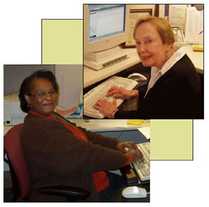 Picture of two women working on computers.
