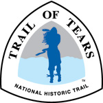 Trail of Tears National Historic Trail logo with silhouette of woman in the wind