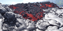 `a`a flowing over an older flow of pahoehoe.