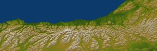 Alpine Fault, New Zealand, SRTM Shaded Relief and Colored Height