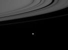 Cassini gazes down toward Saturn's unilluminated ringplane to find Janus hugging the outer edge of rings
