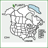 Distribution of Carex ×sardloqensis E. Dahl. (pro sp.) [atherodes × lupulina]. . 