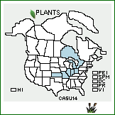 Distribution of Carex ×subimpressa Clokey (pro sp.) [hyalinolepis × pellita]. . 