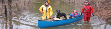 Rangers rescue 2 park residents from a flood. NPS Photo by Mike Fernalld.