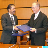 INTERPOL Secretary-General Ronald K. Noble with UNODC Executive Director Antonio Maria Costa