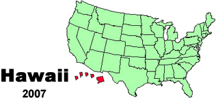 United States map showing the location of Hawaii