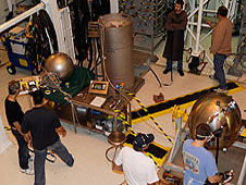 Technicians evaluate on test components for the Ares I.
