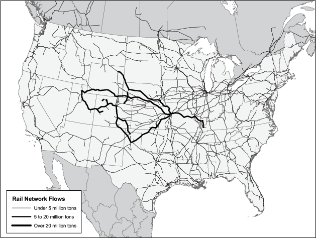 Map 3-2: Colorado Total Rail Flows: 1999. If you are a user with a disability and cannot view this image, please call 800-853-1351 or email answers@bts.gov for further assistance.