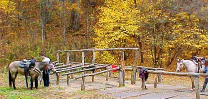 Hitch racks are provided at horse camps