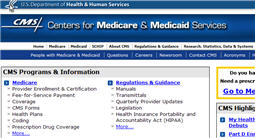 Snapshot of the CMS home page. Click to visit the site. Close the open window to return to this page.