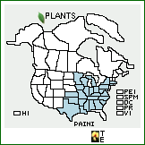 Distribution of Parthenium integrifolium L. var. integrifolium. . 