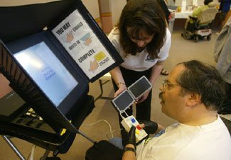 As required by the Help America Vote Act, new technology helps voters with disabilities to cast their ballots.