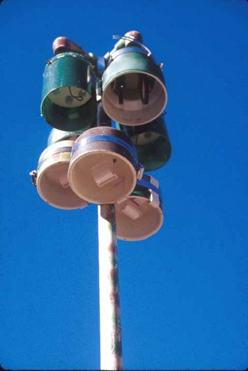  Ozone and Nitric Acid passive samplers deployed on a pole