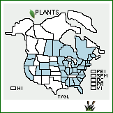 Distribution of Typha ×glauca Godr. (pro sp.) [angustifolia or domingensis × latifolia]. . 