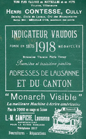 Cover of 1918 Switzerland phone directory
