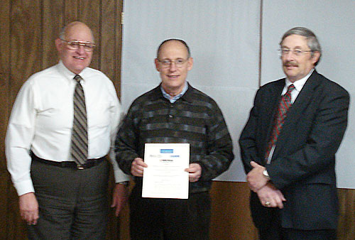 Left to Right: William Coffin, Area Director, Augusta Area Office; Peter G. Vigue, President & Chief Executive Officer, Cianbro Corporation; and David G. Wacker, Director, Workplace Safety & Health Division, Maine Department of Labor