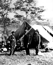 Allan Pinkerton, President Abraham Lincoln and General John McLernand at Antietam, 1862
