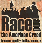 Graphic: Race and the American Creed program series logo.
